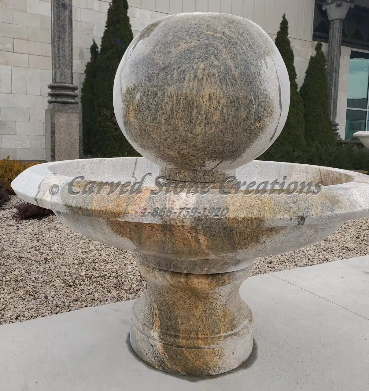 Wide Urn Bubbling Sphere Fountain - thumbnail 2