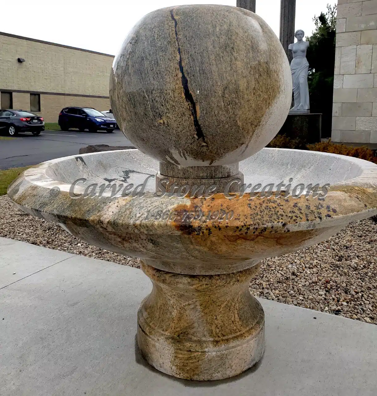 Wide Urn Bubbling Sphere Fountain - thumbnail 4