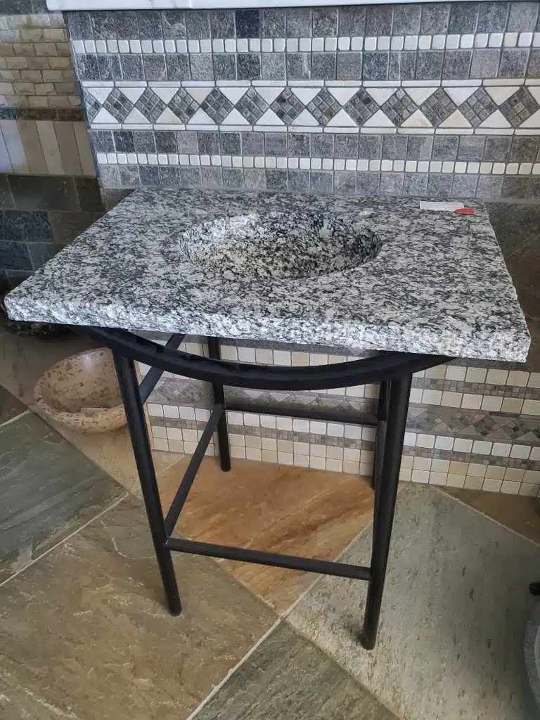 Integral Bowl Oriental Spray Granite Vanity with matching stand