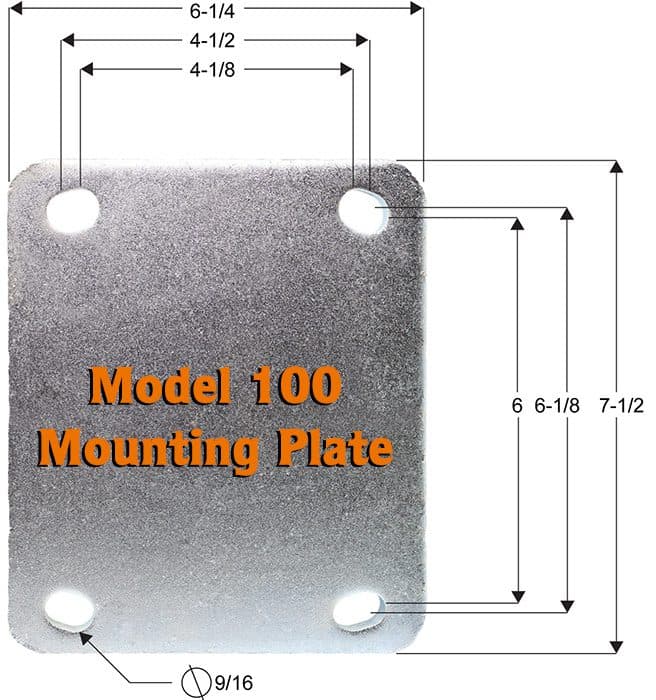 12″ x 4″ 95A Orange Premium Polyurethane on Iron – Model 100 Swivel Caster - thumbnail 2
