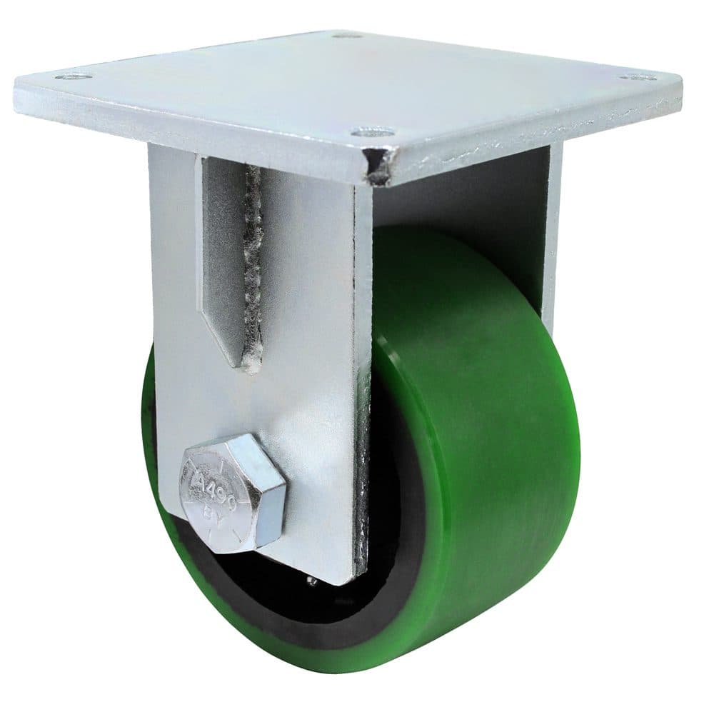 10″ High Capacity Green Polyurethane on Iron Wheel – Model 150 Rigid Caster