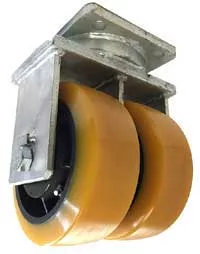 10″ Dual Wheel Rigid Extra High Capacity Polyurethane on Iron – Model 2-100