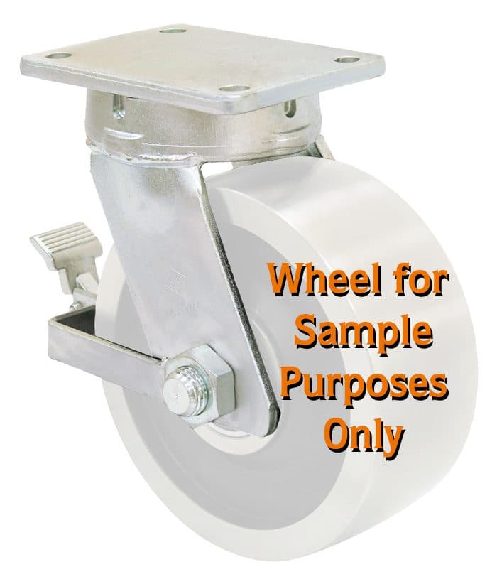 12″ x 4″ 95A Orange Premium Polyurethane on Iron – Model 100 Swivel Caster - thumbnail 5