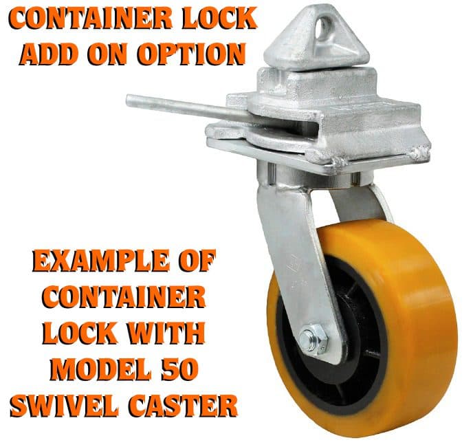 12″ 95A Orange Premium Polyurethane on Iron – Model 150 Rigid Caster - thumbnail 3