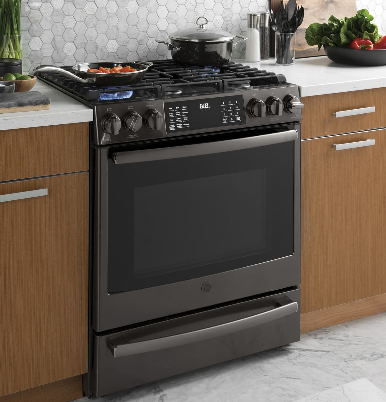 GE Profile 30″ Smart Slide-In Front Control Gas Range with No Preheat Air Fry