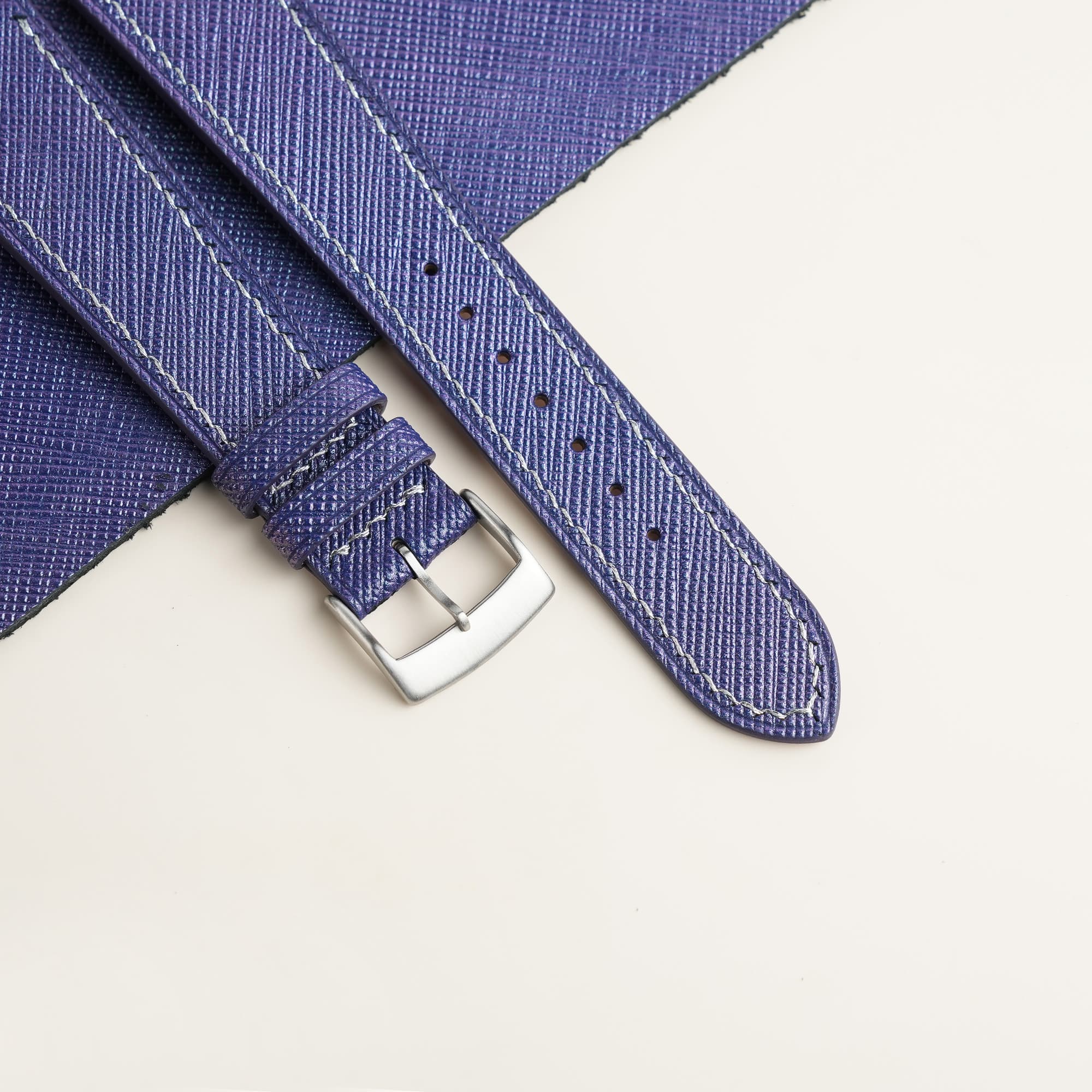 Blueberry Saffiano Leather Watch Strap - thumbnail 2
