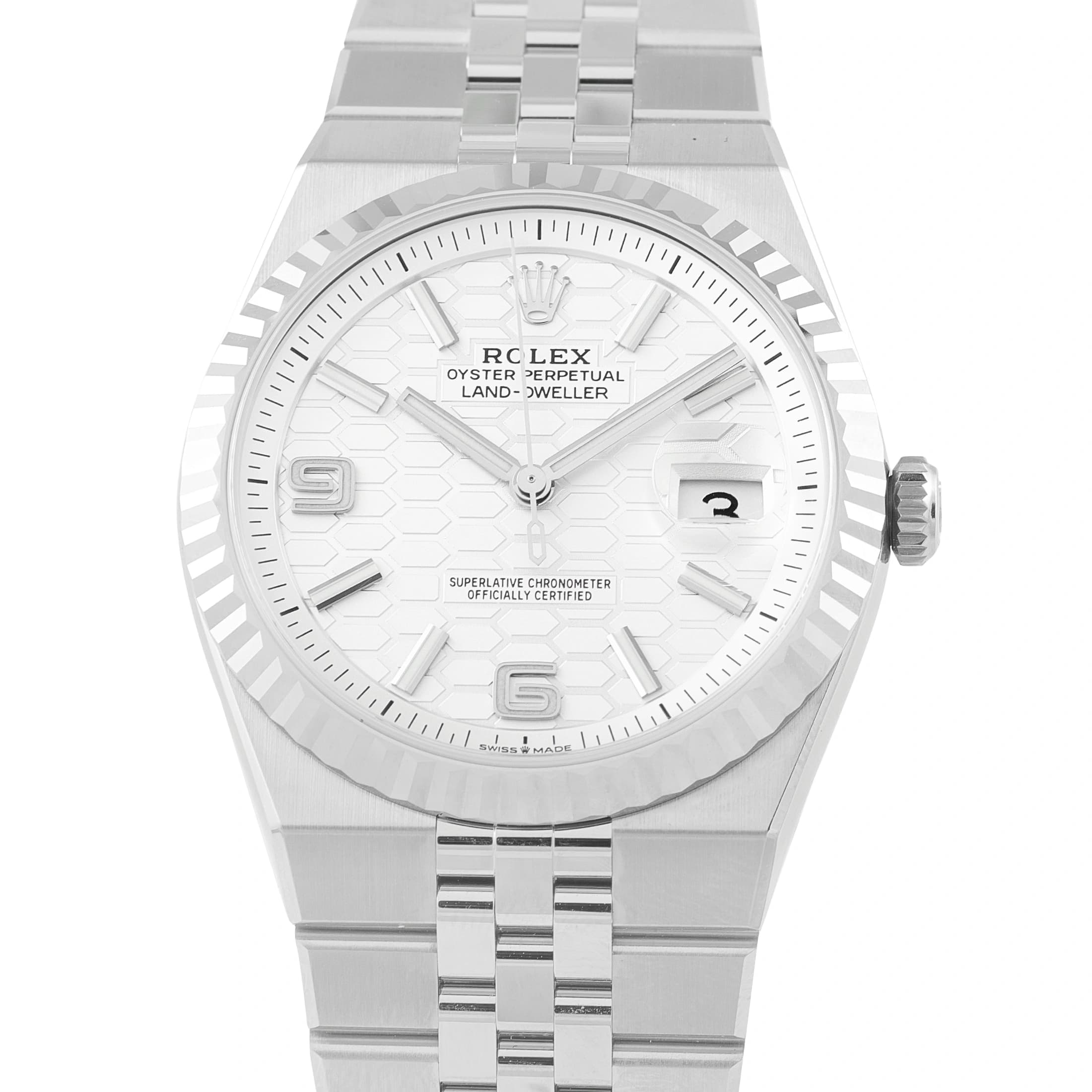 Rolex Land-Dweller 40 White Dial Steel Flat Jubilee Watch 127334