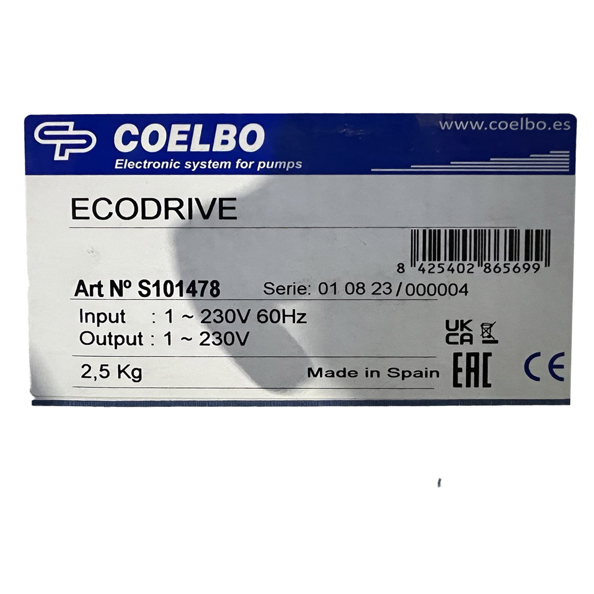 COELBO Driver for one single phase pump with variable speed, 220V, 1PHASE, 116 PSI, IP65, Model ECODRIVE - thumbnail 3
