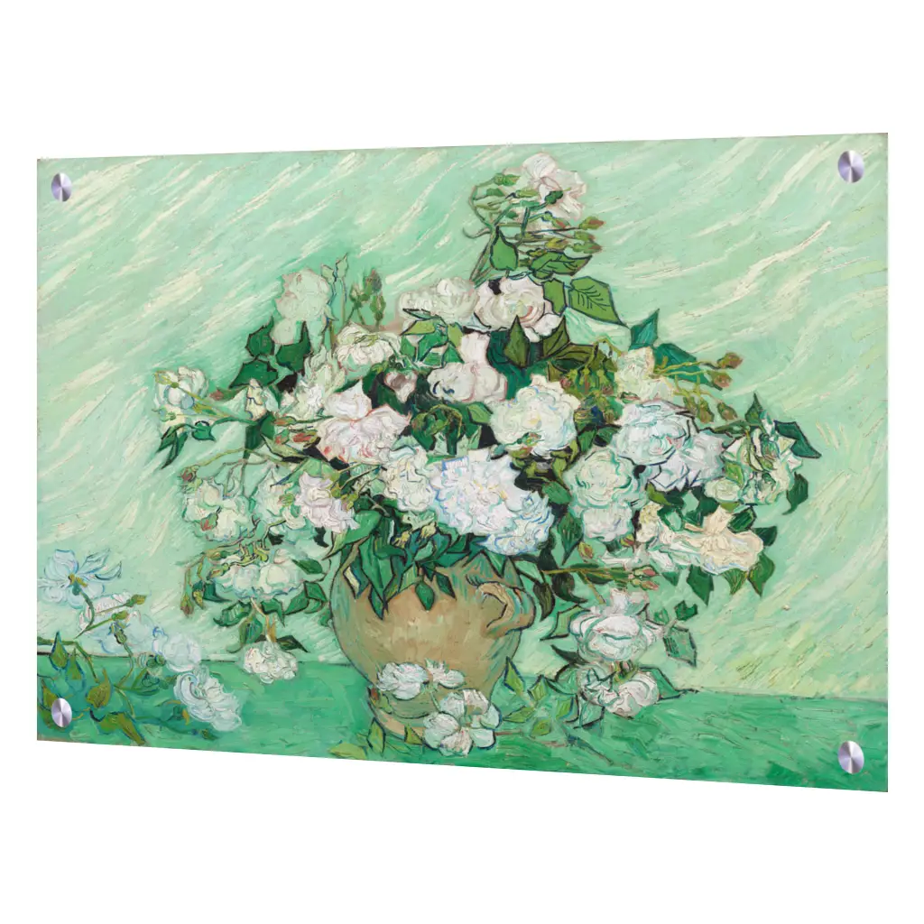 SOLO Glass Tile – Roses II – Old Masters/Fine Art Kitchen/Bathroom Glass Panel – Vincent Van Gogh