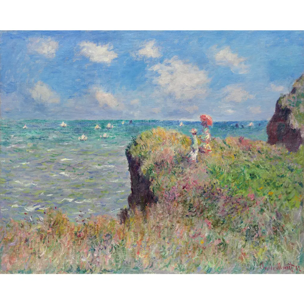 Tile Mural – Cliff Walk at Pourville – Impressionist Fine Art Kitchen/Bathroom Backsplash Mural – Claude Monet