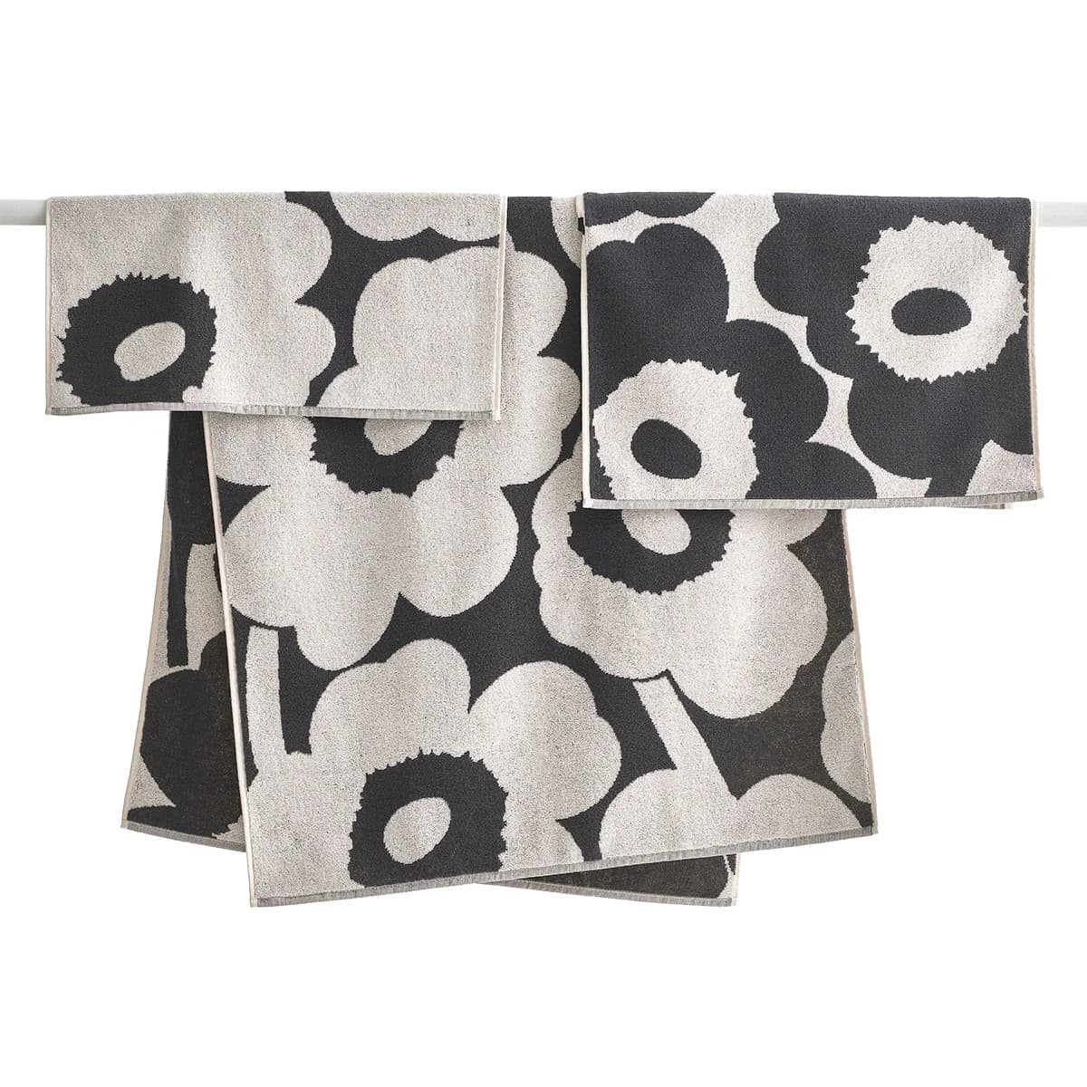 Marimekko Unikko Bath Towel – Charcoal, Off White - thumbnail 2