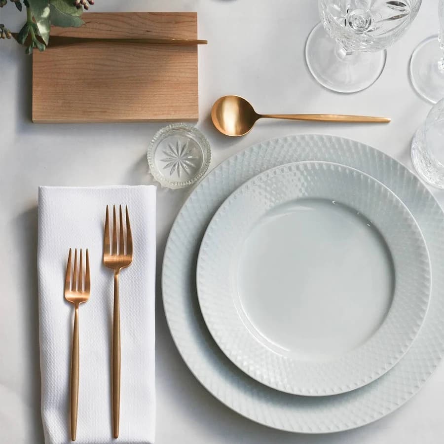 Lyngby Rhombe Salad Plate 9.1″ – White - thumbnail 4