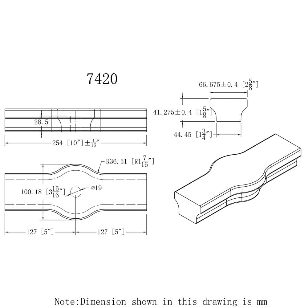 7420 Tandem Cap Wooden Handrail Fitting – 6084 Series - thumbnail 2