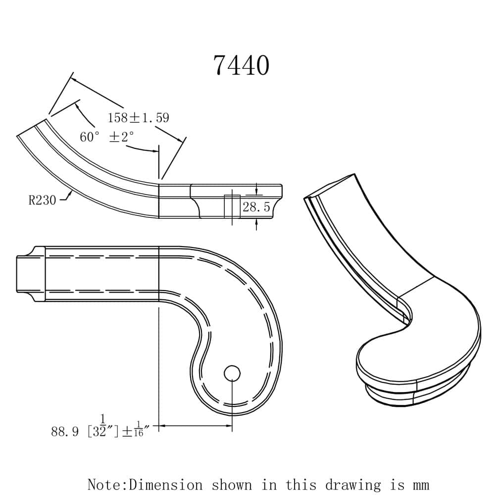 7440 Left Hand Turnout Handrail Fitting – 6084 Series - thumbnail 2