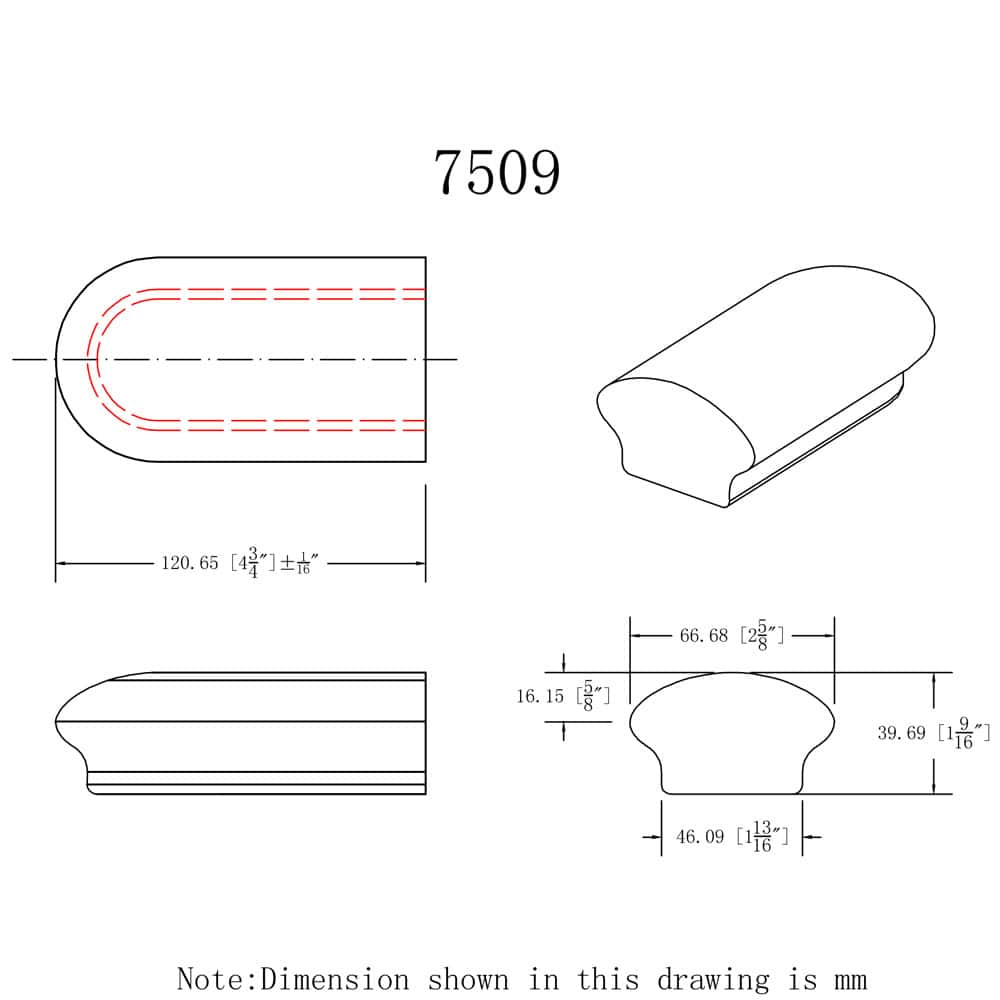 7509 Returned End Handrail Fitting – 6500 Series - thumbnail 2