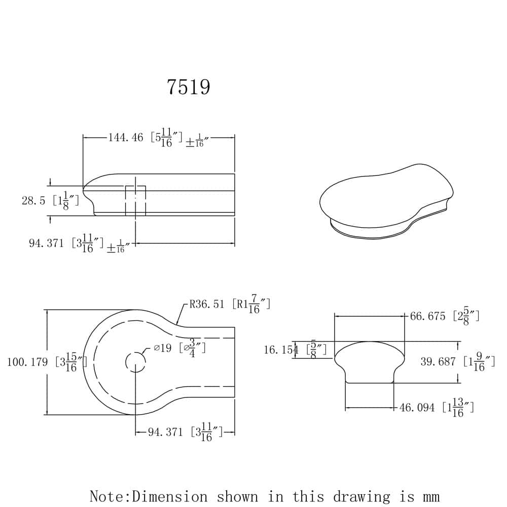 7519 Opening Cap Wood Handrail Fitting - thumbnail 2