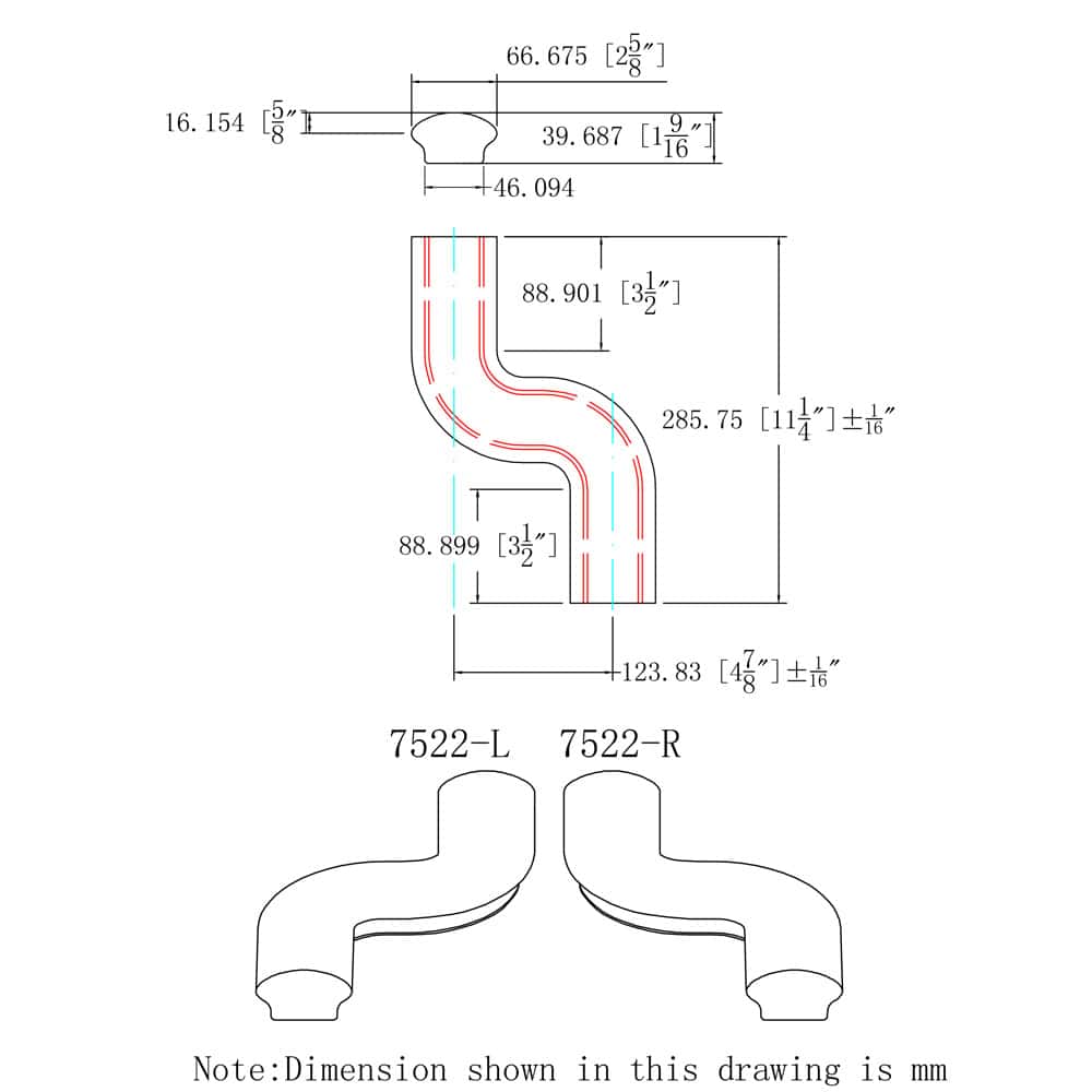 7522-R Right S-Turn Handrail Fitting – 6500 Series - thumbnail 2