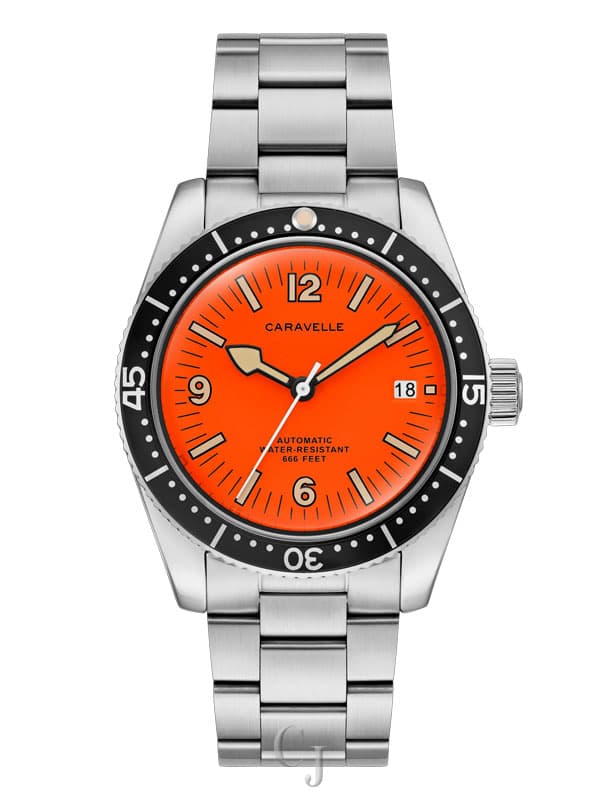 Caravelle by Bulova Sea Hunter Orange Dial Stainless Steel Men’s Watch 43B177