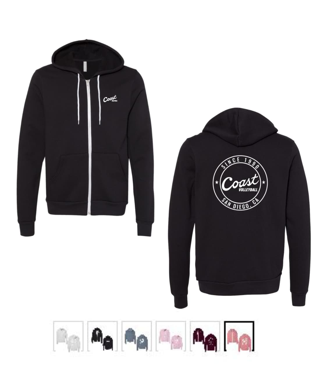 Circle Badge – White Logo Zip Up Hoodie