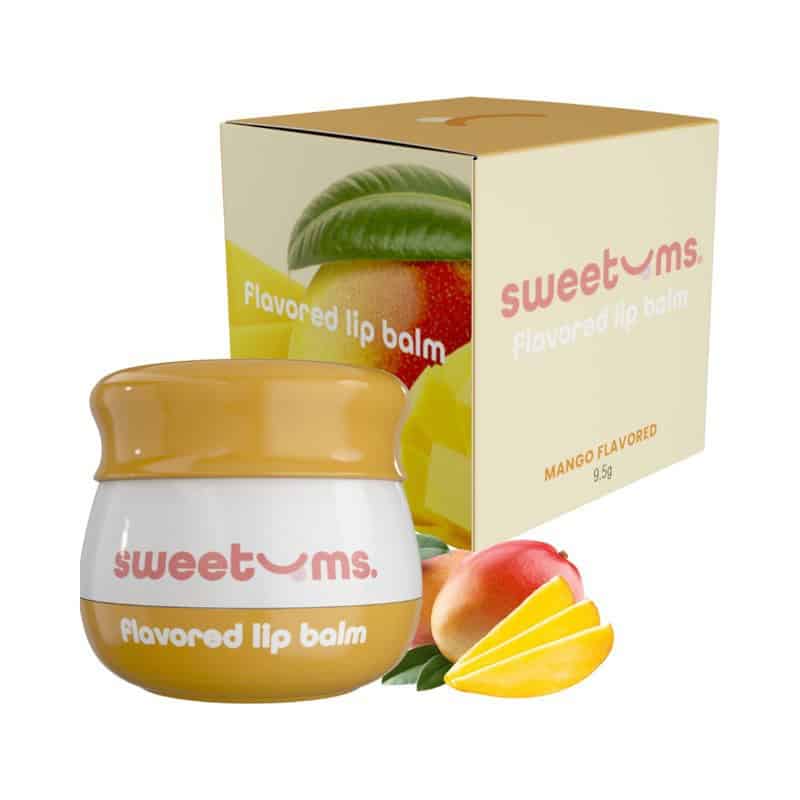 Sweetums Inc Mango Flavored Lip Balm – Hydrating Tropical Lip Care with Built-in Mirror and Applicator