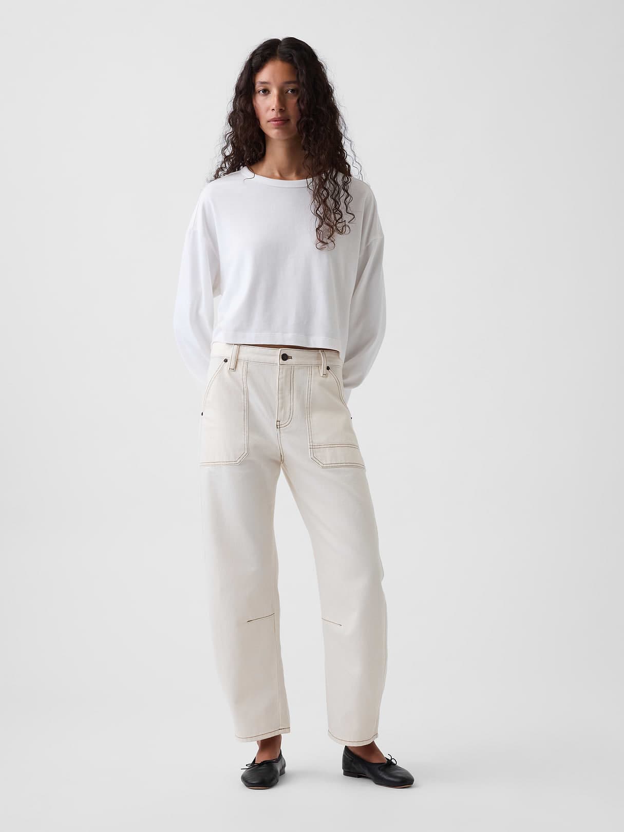 Mid Rise Barrel Utility Ankle Pants