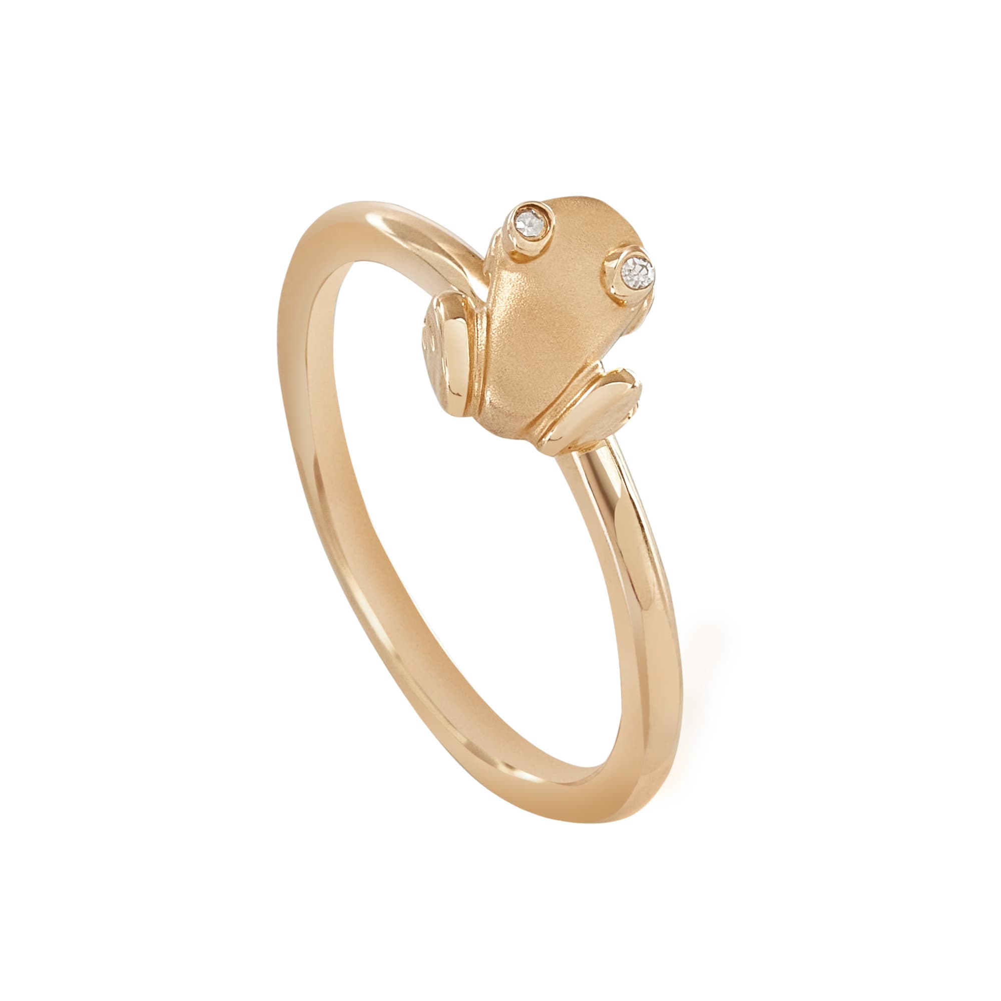 Petite Coquí Frog Ring in 14K Gold with Diamond Eyes