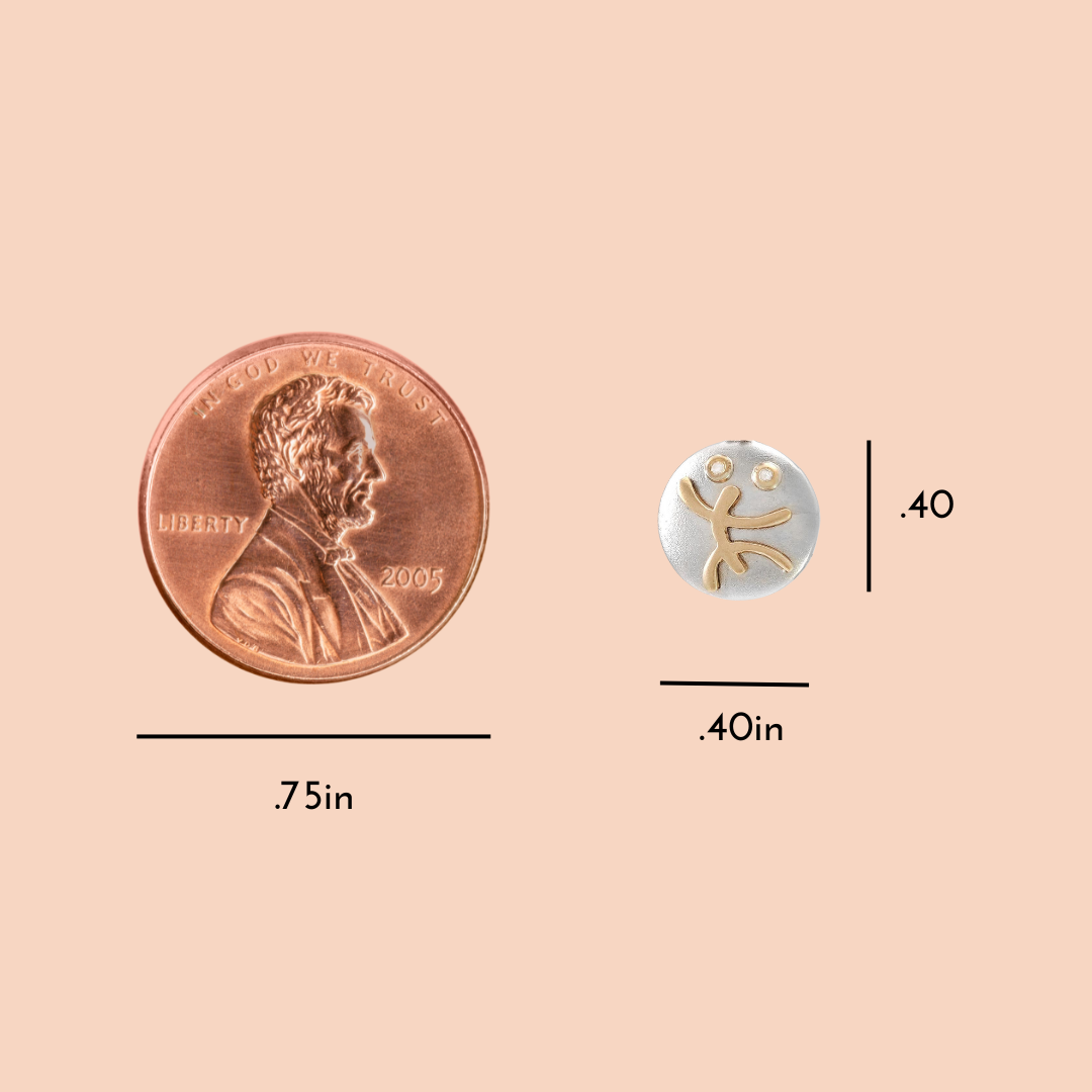 Taíno Coquí Stud Earrings in Sterling Silver and 14K Gold - thumbnail 3