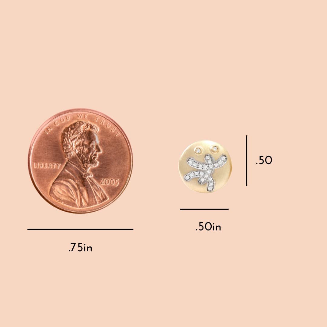 Taíno Coquí Earrings in 14K Gold with Diamonds in Pave - thumbnail 3