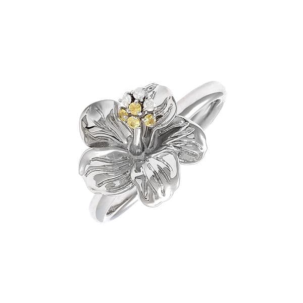 Maga Flower Ring in Sterling Silver with Yellow Sapphires & Diamonds