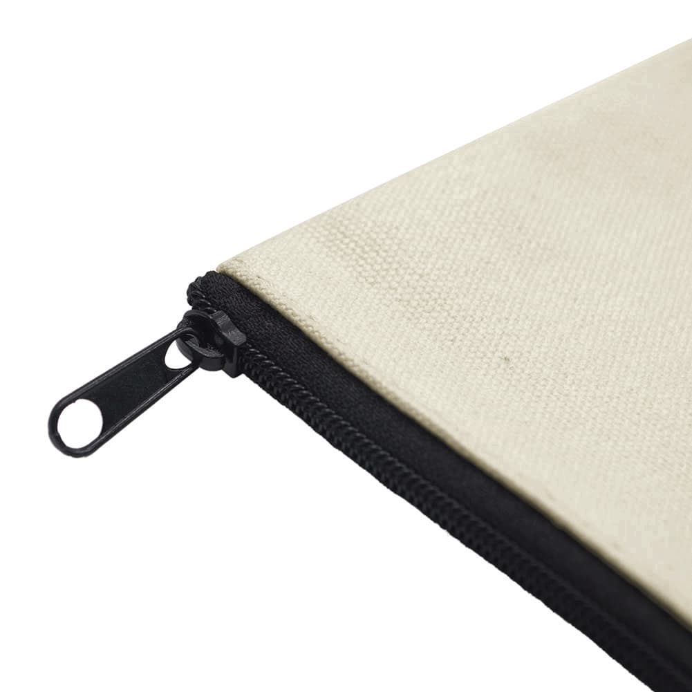 Large Cotton Canvas Zipper Cosmetic Bag Flat Pouch – 11-3/4″ x 9-1/2″ - thumbnail 4