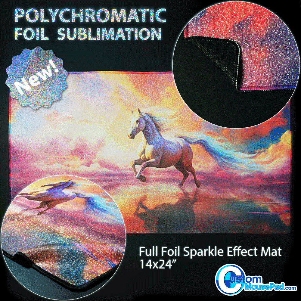 Full Foil Custom Playmats | Stitched Edge | 14″x24″ | 1.5mm