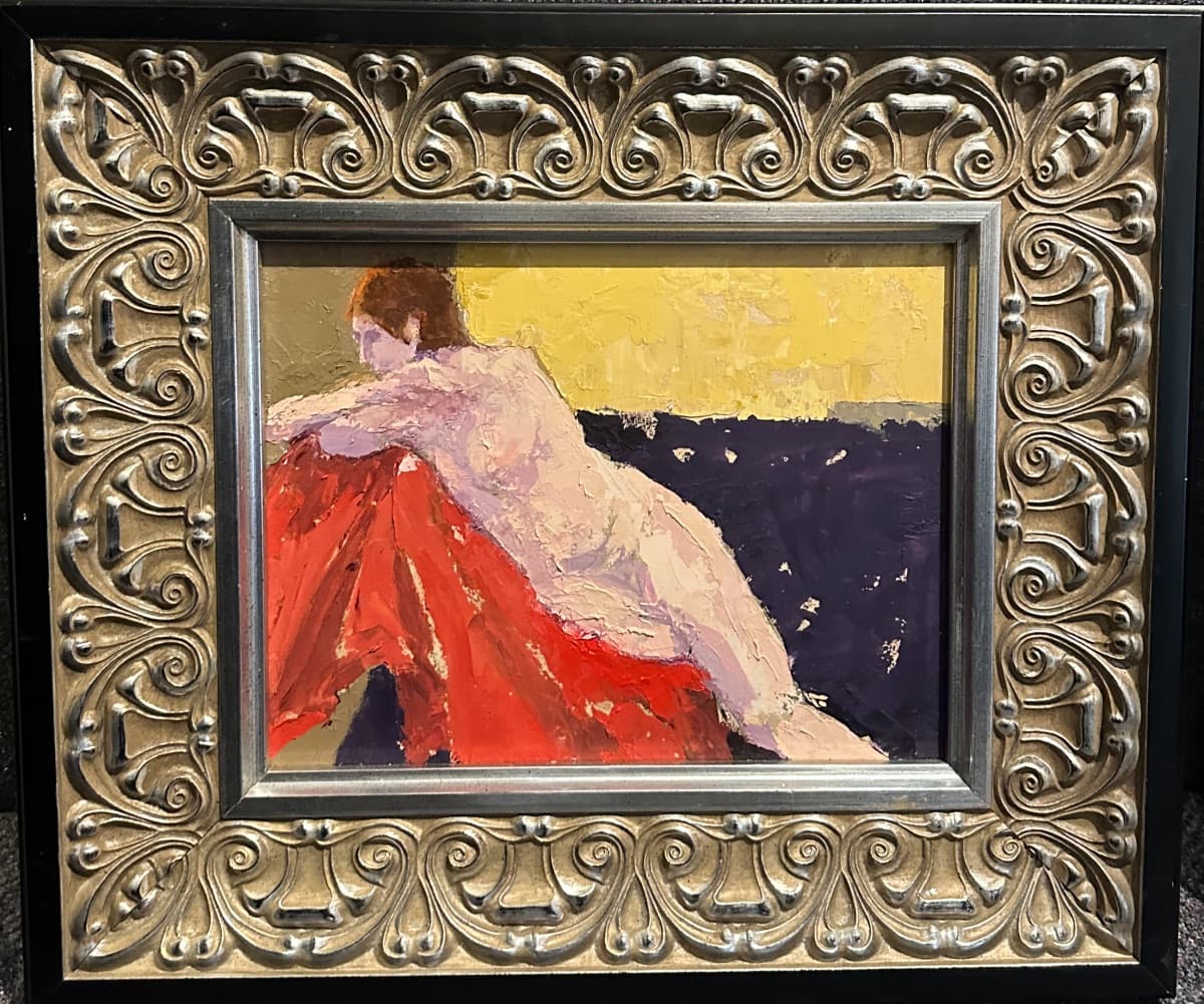 Reclining Nude on Crimson by Cynthia Young