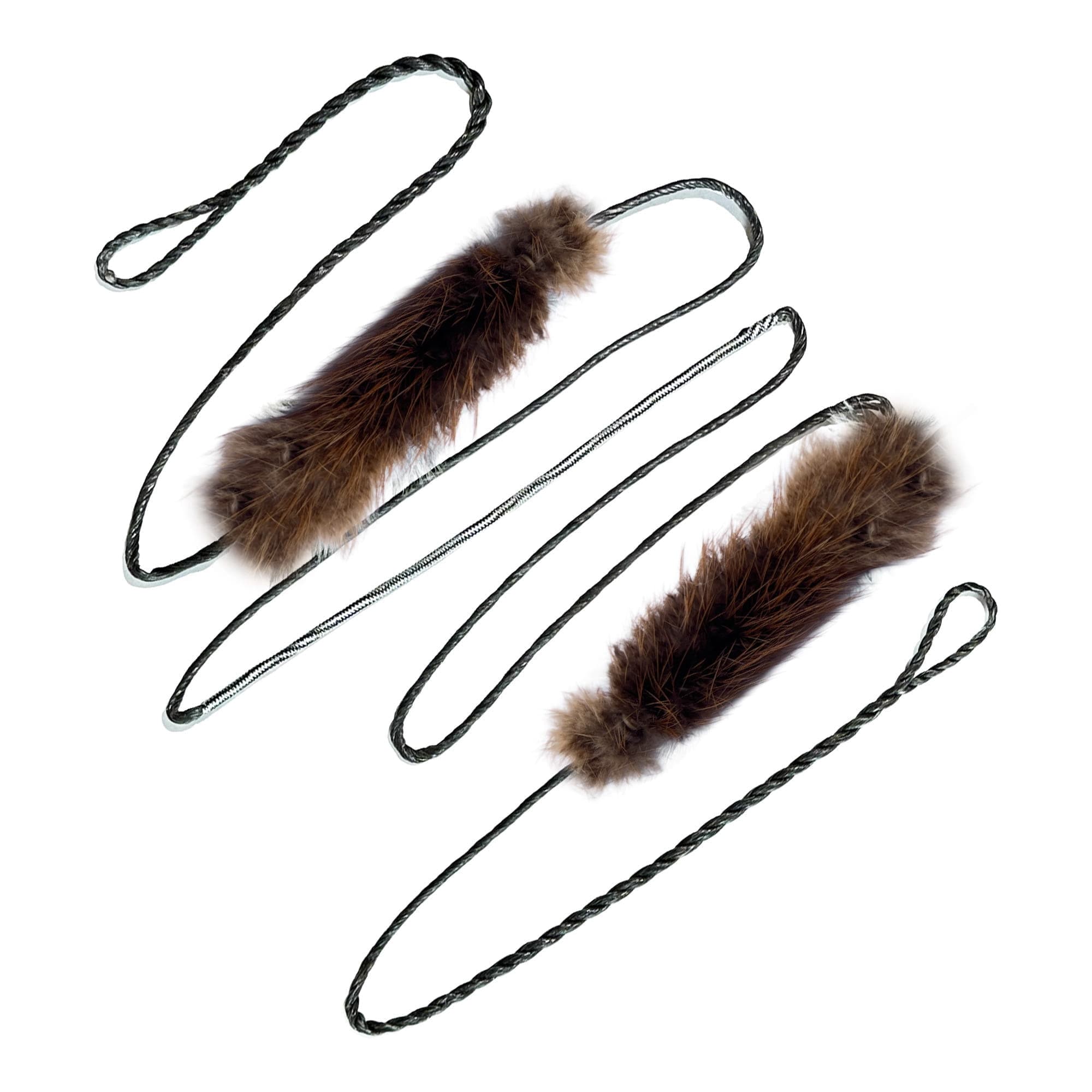 60″ AMO Full-Flemish BCY RECURVE String (BLACK/GREY 14-Strand Full Flemish — Pre-Stretched With/Pre-Woven Beaver-Fur Style Silencers) Works Super Diablo + Super ELITE + Other 60″ AMO Bows