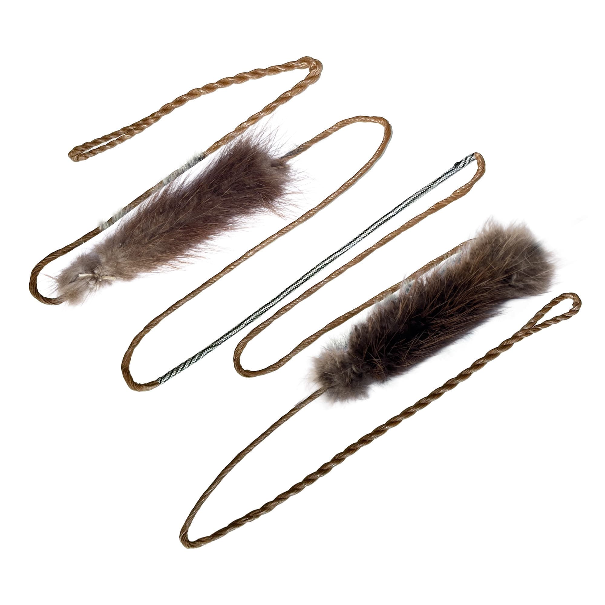 60″ AMO Full-Flemish BCY RECURVE String (BROWN/BLACK 14-Strand Full Flemish  — Pre-Stretched With/Pre-Woven Beaver-Fur Style Silencers) Works Super Diablo + Super ELITE + Other 60″ AMO Bows