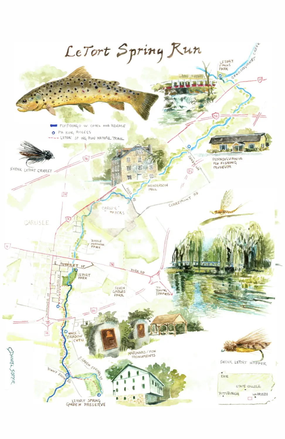 Letort Spring Run Stream Map