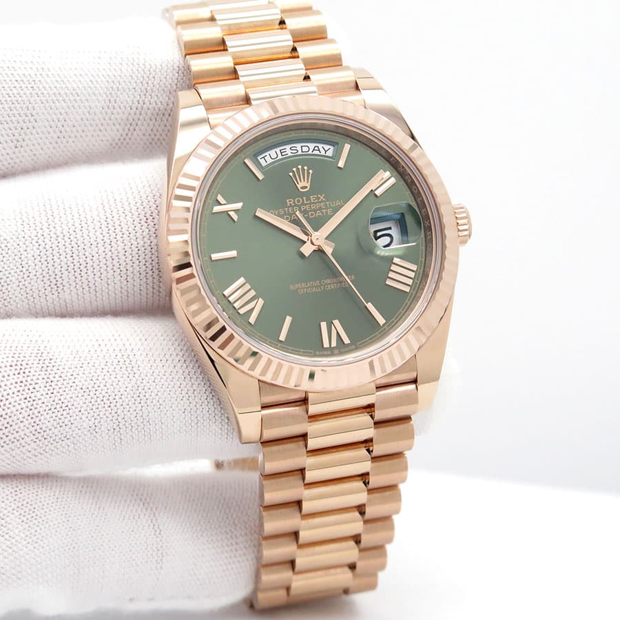 Rolex 228235 Day Date 40 18K Rose Gold with Olive Green Dial