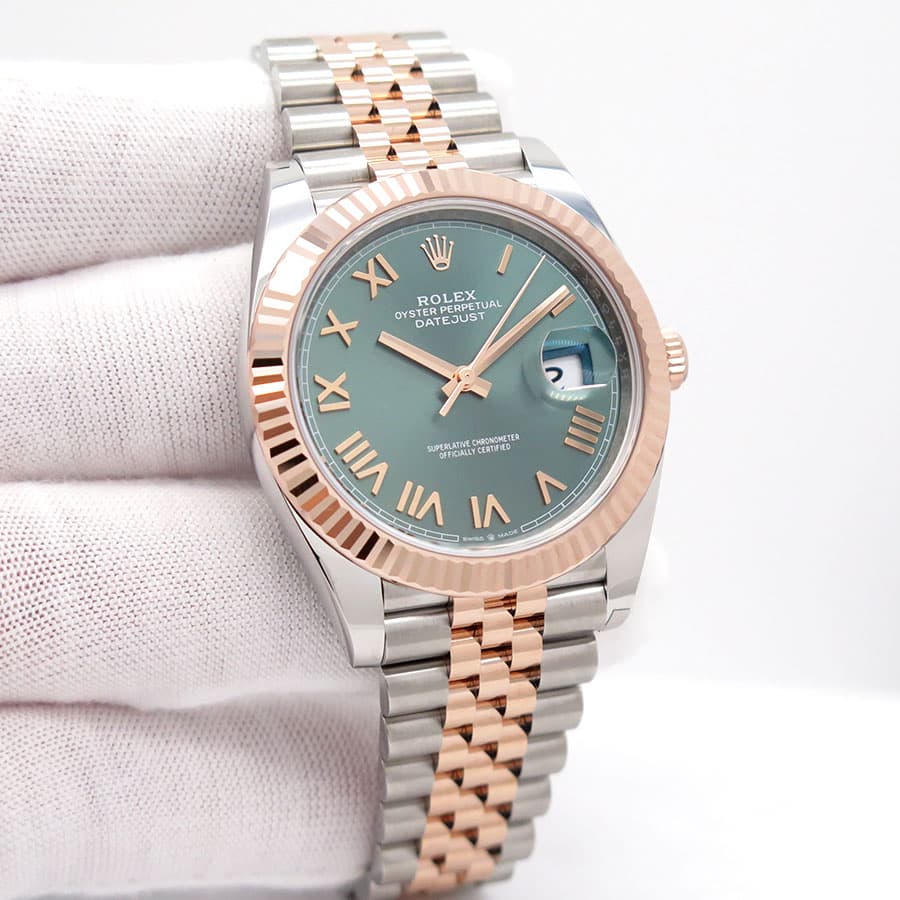 Rolex 126331 Datejust 41 18K/SS with Mint Green Roman Dial on Jubilee (New Model)