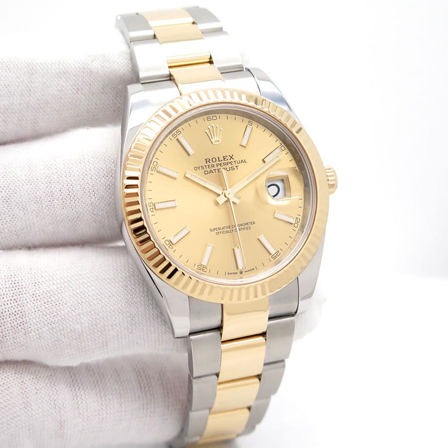 Rolex 126333 Datejust 41 18K/SS with Champagne Stick Dial on Oyster