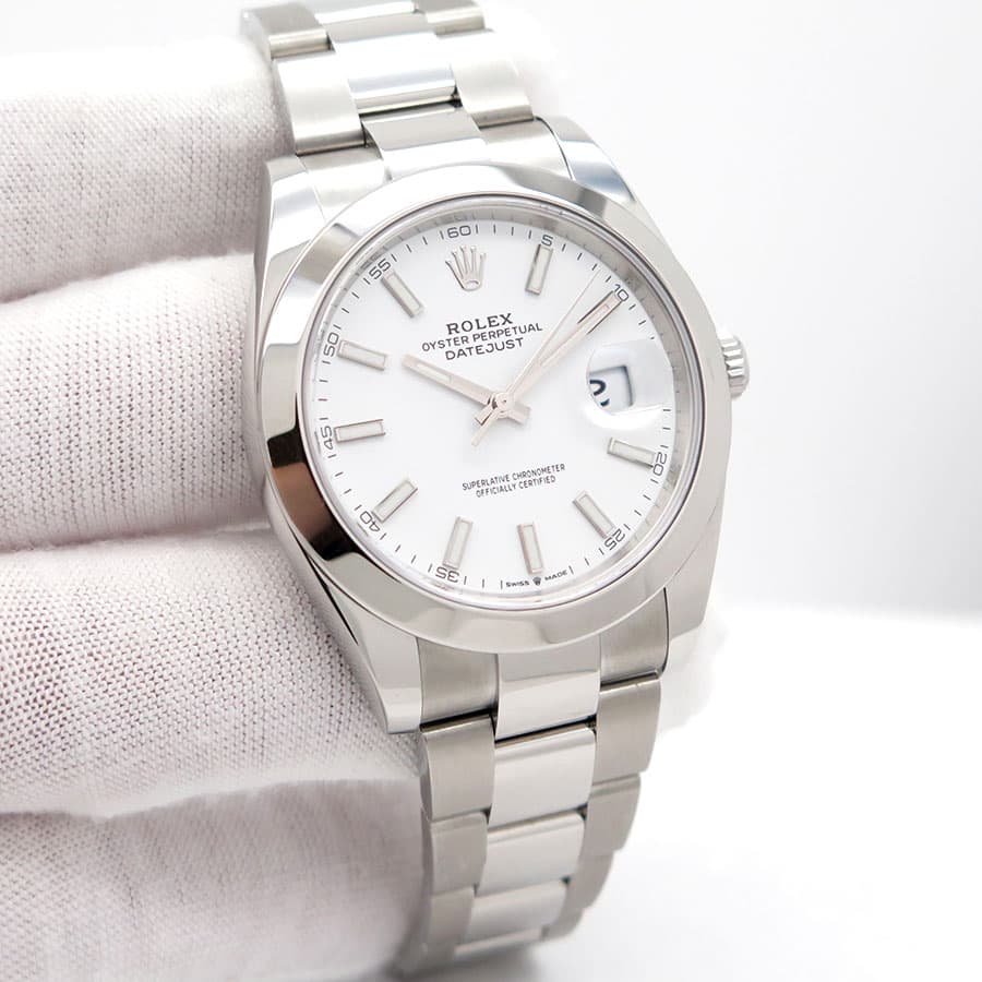 Rolex 126300 Datejust 41 with White Stick Dial on Oyster