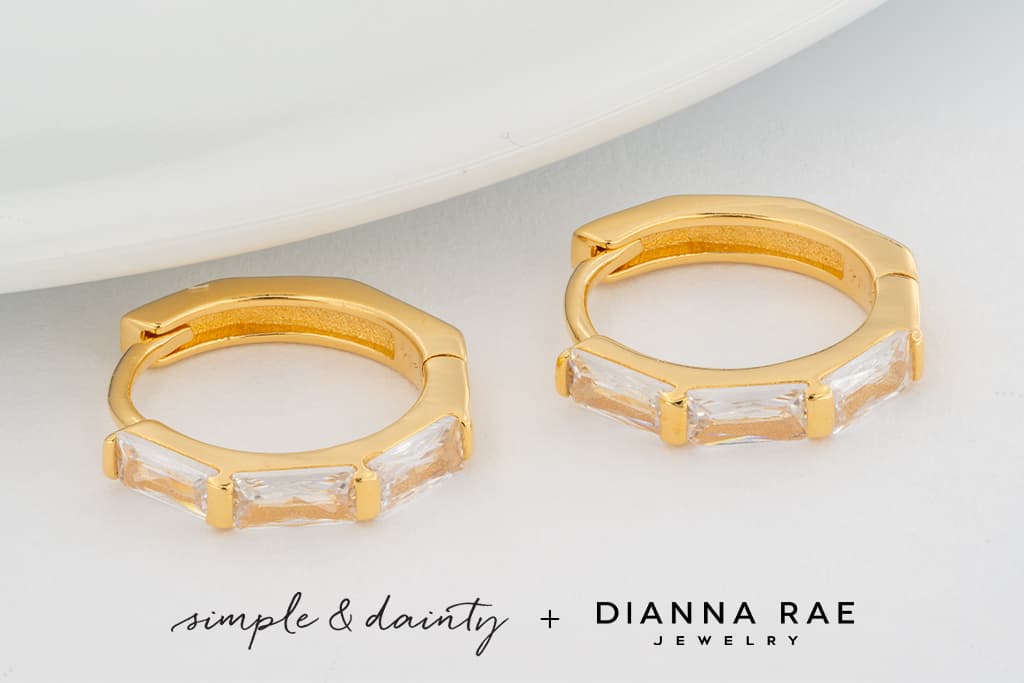 Triple Baguette Huggie Hoops