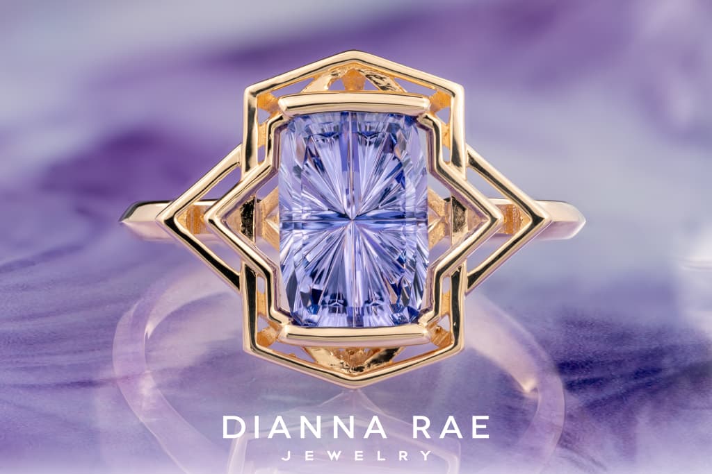 John Dyer Cut Tanzanite Geometric Ring