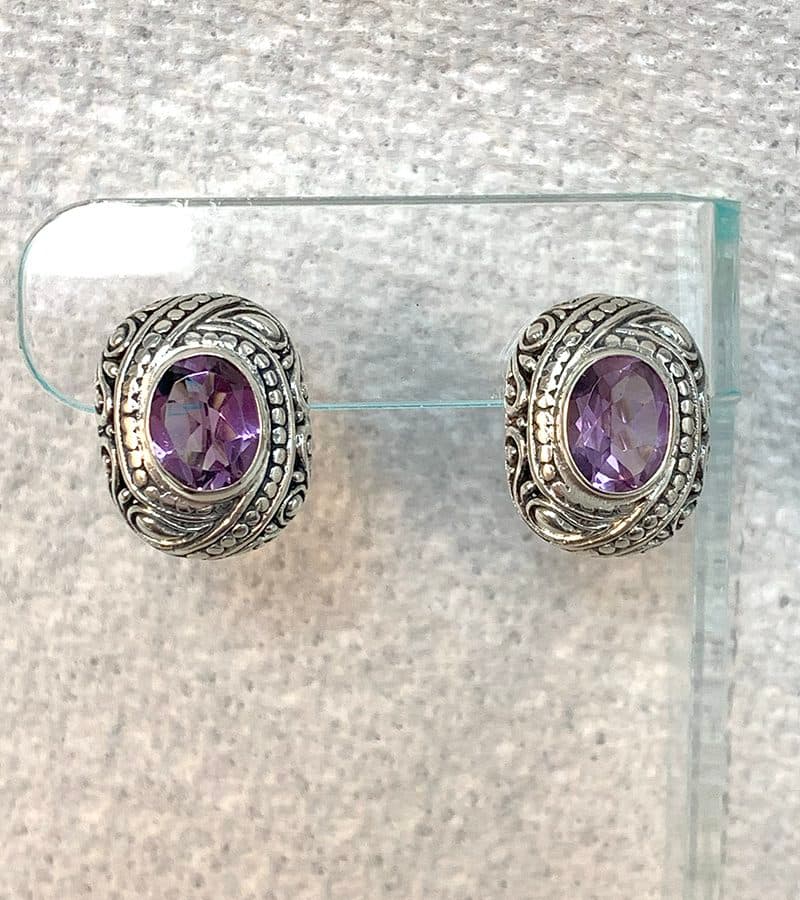 Amethyst Earrings Sterling Silver - thumbnail 2