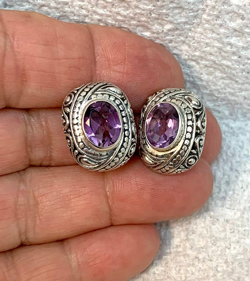 Amethyst Earrings Sterling Silver - thumbnail 3