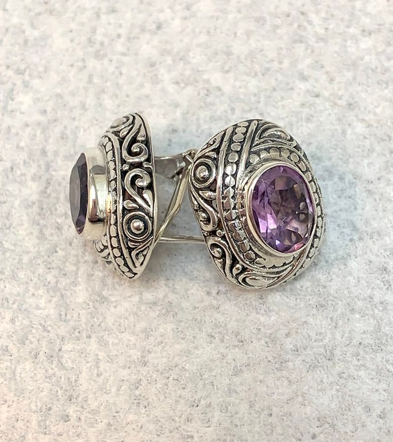 Amethyst Earrings Sterling Silver