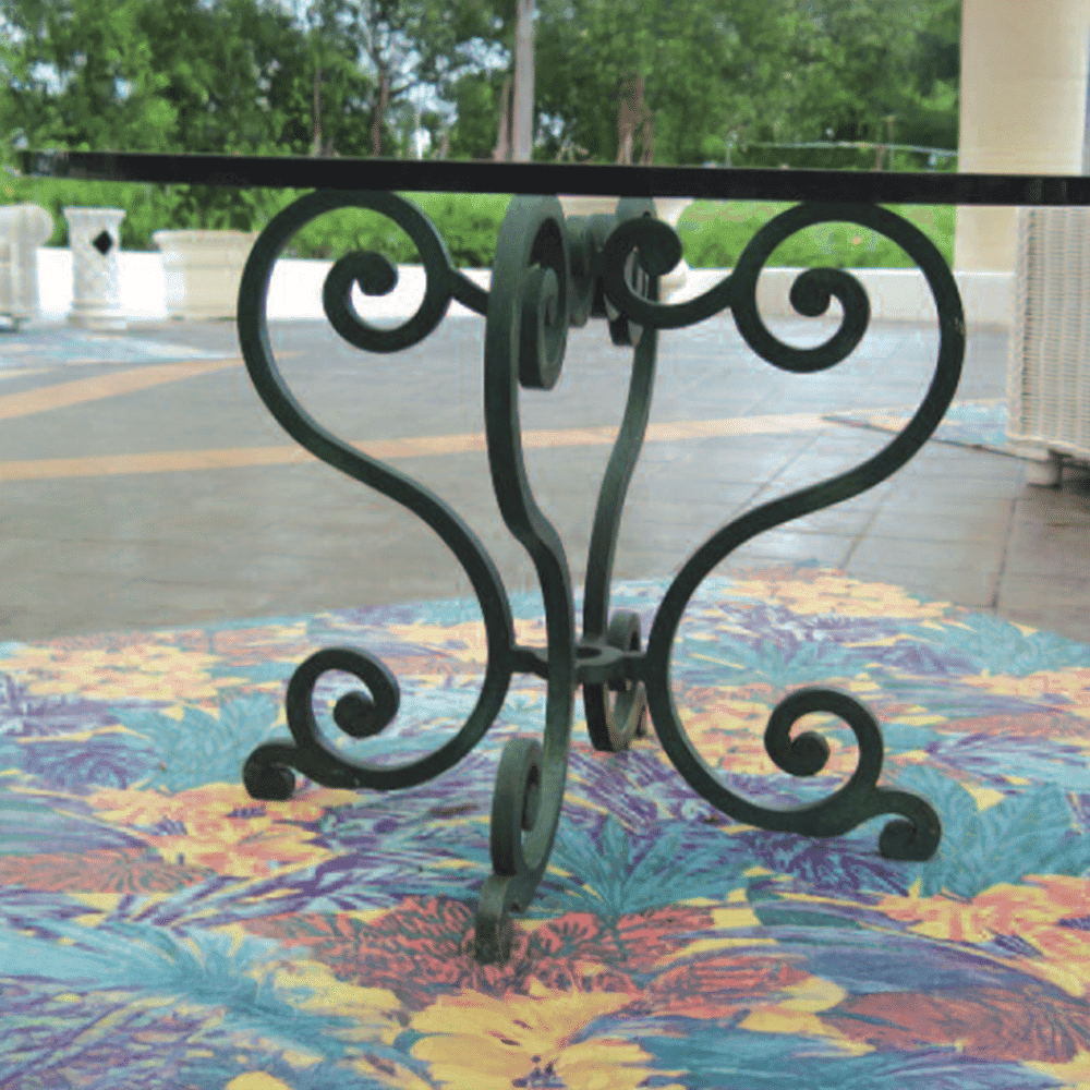Hand Forged Steel Table Leg with Scroll Extensions - thumbnail 2