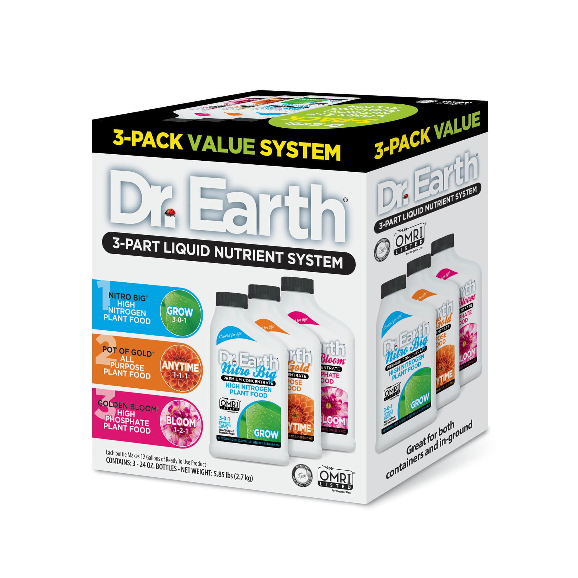 Nitro Big, Pot of Gold and Golden Bloom 3-PART Certified Organic Growing System