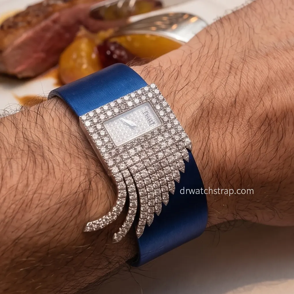 Custom Handmade Satin Watch Band for Piaget Limelight Fringe Motif (Multi-colors) - thumbnail 4