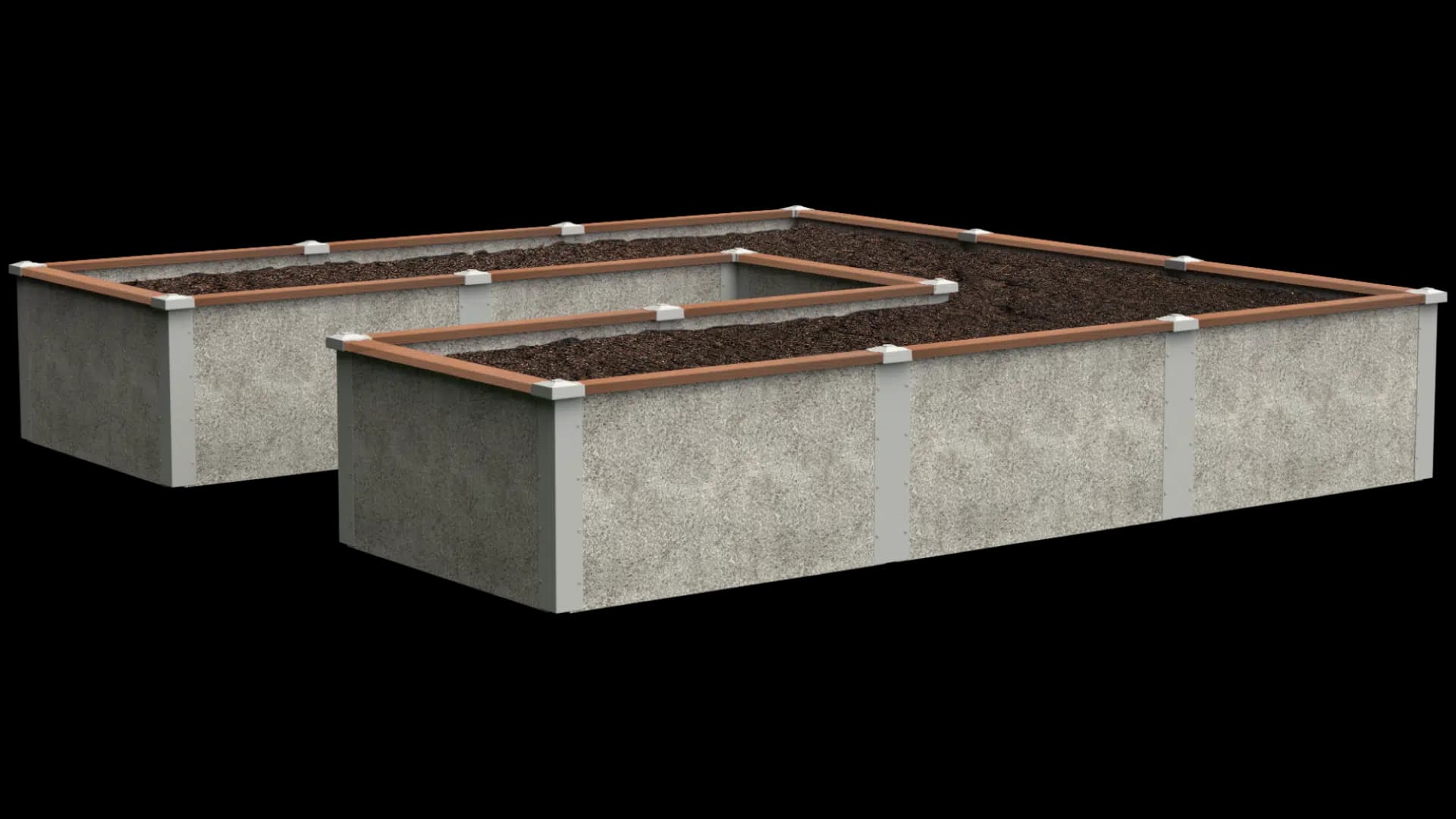 12’x12’x2′ U-Shaped Raised Garden Bed Kit | TimberTech Trim