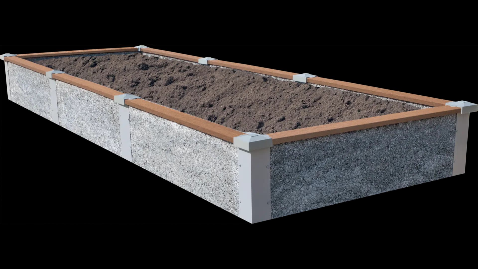 4’x12’x1’  Long Rectangle Raised Garden Bed Kit | TimberTech Trim
