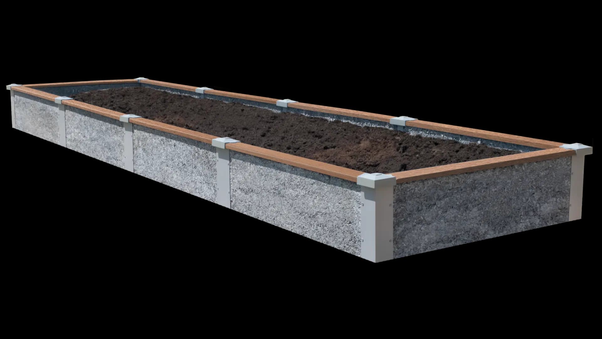 4’x16’x1’  Long Rectangle Raised Garden Bed | TimberTech Trim